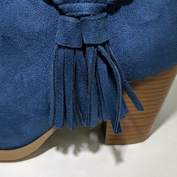 ❤️ D Blue Felt Suede Zip Ankle Boots Sz 6 NWOT - Picture 8 of 10